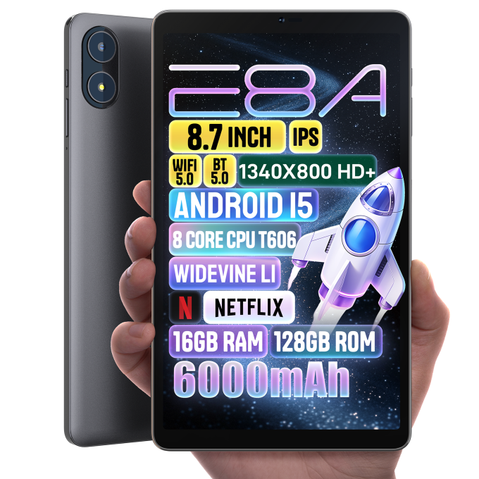 OTVOC E8A 8.4 inch Tablet 4GB RAM 128GB ROM 1340X800 Unisoc T606[T7200] Octa Core Processor Tablet