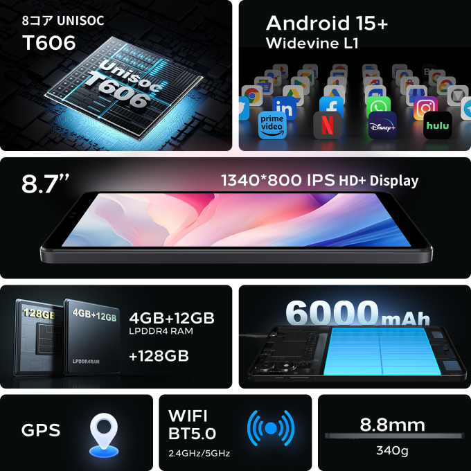 OTVOC E8A 8.4 inch Tablet 4GB RAM 128GB ROM 1340X800 Unisoc T606[T7200] Octa Core Processor Tablet